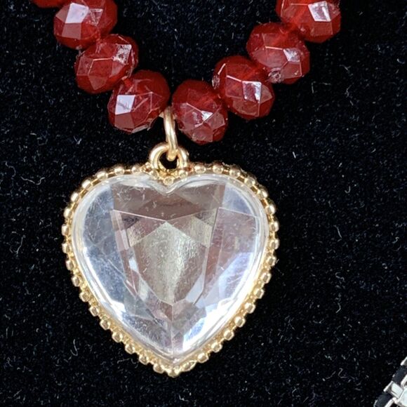 Melrose and Market Multi-Layer Long Necklace Set Miraculous Heart Pendant Charm - Picture 6 of 10